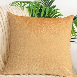 IVAZA Gold-Toned & Beige Ethnic Motifs Velvet Square Cushion Covers-image-39