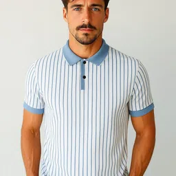 WILD ELEPHANT Men Striped Polo Collar T-shirt-picture-12