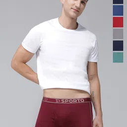 MACHO Pack Of 7 Men Super Combed Cotton Mid-Rise Short Trunks-image-70