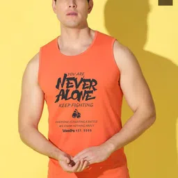 WOOSTRO Pack Of 2 Printed Combed Cotton Gym Vests -VWS26(ALONE ORANGE)(HARD OLIVE)-picture-38