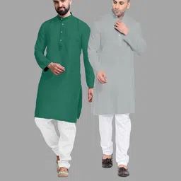 VS MALL Grey Cotton Blend Kurta Sets-picture-39