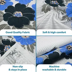 Kuber Industries White & Blue Printed Cotton Sofa Cover With Arms image 3