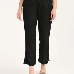 QOSHA Women Mid-Rise Casual Pleated Parallel Trousers-picture-19
