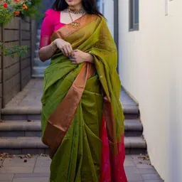VelvetHue Woven Design Zari Silk Blend Handloom Saree-picture-25