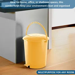 Kuber Industries 2 Pcs Yellow Durable Dustbin With Garbage Covers - 10 L image 2