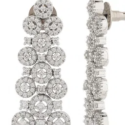 Voylla Serenade Rhodium-Plated American Diamond Studded Contemporary Drop Earrings image 5