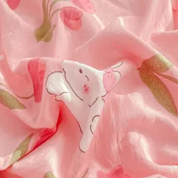 JC HOME Pink & Green Floral Printed AC Room Double Extra Large Bedding Set image 3