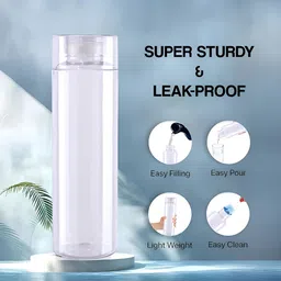 Aura White & Green Set of 6 Plastic Solid Water Bottle image 3