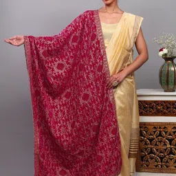 Exotic India Women Embroidered Velvet Dupatta With Zardozi-picture-21