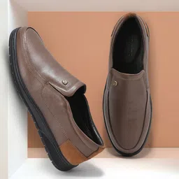 Woodland Men Leather Formal Slip-Ons-image-7