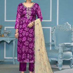 MANVAA Floral Embroidered Sequinned Unstitched Dress Material-picture-41