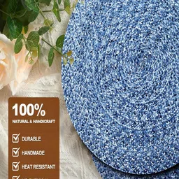 LADLI JEE Blue & White Woven Design Heat Resistant Table Placemats image 3