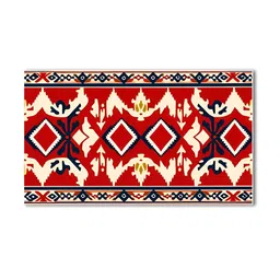 nestroots Red & White Traditional IkatCanvas Wall Painting image 4