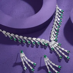 Atasi International Silver-Plated American Diamond Studded Jewellery Set-image-55