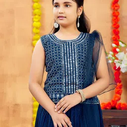 Aarika Girls Embroidered Mirror Work Ready to Wear Lehenga & Blouse With Dupatta image 4