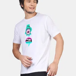 Greylongg Typography Printed Raw Edge Round Neck T-shirt image 4