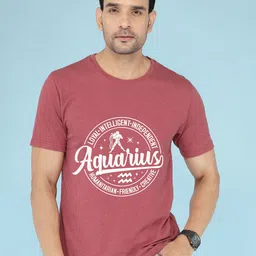 NOBLE HUSTLE Typography Printed Round Neck Cotton T-shirt-picture-34