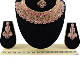 VATSALYA creation Gold-Plated Artificial Stone Studded Jewellery Set image 1