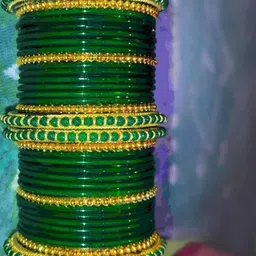 SHRASHTI Green Glass Artificial Stones & Beads Bangle image 2