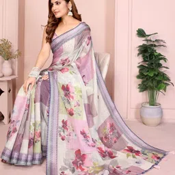 GOHILL ENTERPRISE Floral Pure Linen Saree image 4