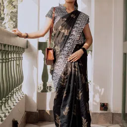 KALINI Floral Silk Blend Dabu Saree-picture-36