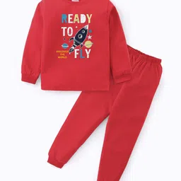 BLUSHES Kids Printed Pure Cotton Round Neck Night Suit-picture-34