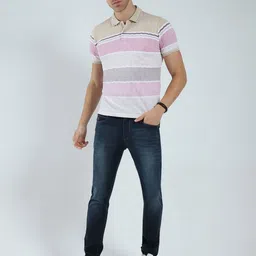 Monte Carlo Men Striped Polo Collar Pockets T-shirt image 3