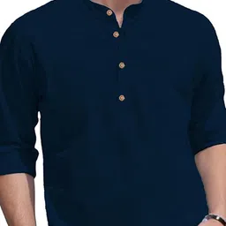 BHUVIKOO Mandarin Collar Roll Up Sleeves Kurta image 5