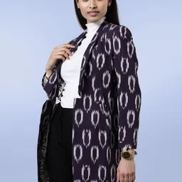 Talethread Ikat Printed Cotton Open-Front Casual Blazer image 5