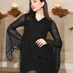 IUGA Bell Sleeve Georgette A-Line Dress-picture-29