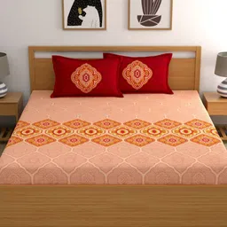 Dreamscape Red Pure Cotton 140 TC King Bedsheet with 2 Pillow Covers 1.83 m  x 1.98 m image 2