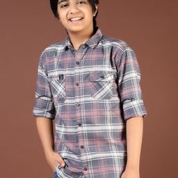 V-Mart Boys Tartan Checks Opaque Checked Casual Shirt-picture-0