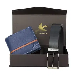 Hornbull Men Denial Leather RFID Protected Blue Wallet & Brown Belt Accessory Gift Set-image-79