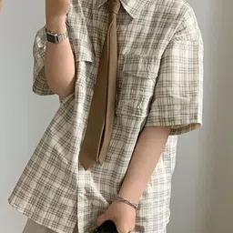 StyleCast x Revolte Men Oversized Fit Checked Spread Collar Casual Shirt image 4