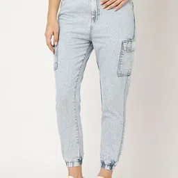 Kraus Jeans Women Skinny Fit Mid-Rise Pure Cotton Cargo Jeans-picture-16