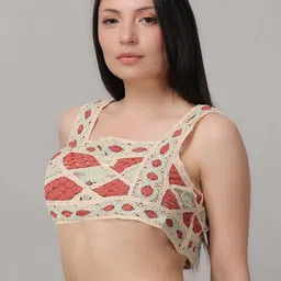 Fabme Floral Print Crochet Bralette Crop Top image 5
