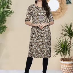 HERE&NOW Selection Of 2 Floral Printed Round Neck Straight Kurtas-picture-26