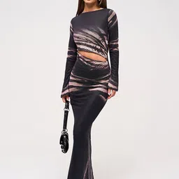 LULU & SKY Women Printed Round Neck Cut-out Detail Maxi Dress-picture-24