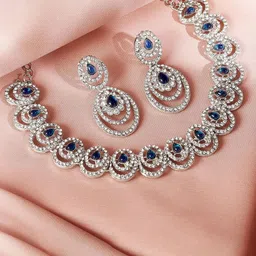 Atasi International Rhodium-Plate American Diamond Stone Studded Jewellery Set-picture-48