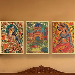 Art Street Multicoloured & Multicoloured Set of 3 Piece MDF Other Wall Paintings image 2