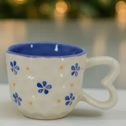 The Decor Lane White & Blue Printed Ceramic Mug 400ml-image-73