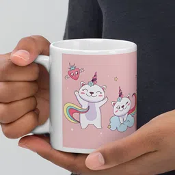 Mr UVD Pink & White Graphic Printed Ceramic Glossy Mug 350 ml image 3