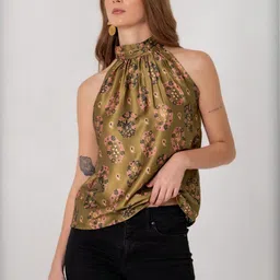 KALAMIR Medallion Printed Halter Neck Top With Palazzos image 4