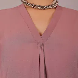 BLUESAANCHI V-Neck Pakistani Style Kurta with Trousers image 2