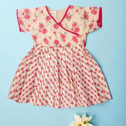 LITTLE GINNIE Girls Floral Printed V-Neck Fit & Flare Dress-picture-42