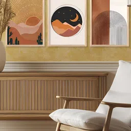 Kotart Brown & Beige 3 Pieces Wooden Abstract Wall Arts-picture-37