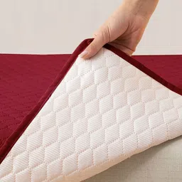 HOKIPO Maroon Polyester 1 Piece Sofa Cover image 2