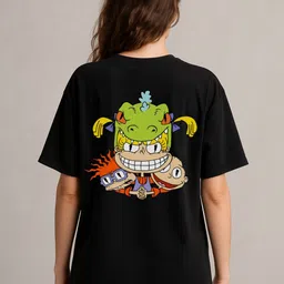 Anikmart Women Dri-FIT Graphic Printed Round Neck Cotton Oversized T-shirt-image-11