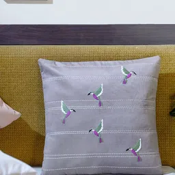 Mid July Home Grey & Purple Embroidered Velvet Square Cushion Covers-image-71