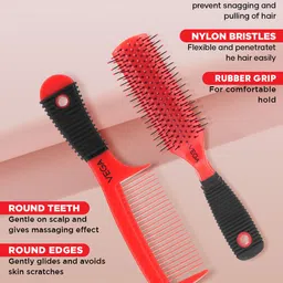 VEGA Flat Brush & Comb Hair Grooming Set - HBCS-02 image 3
